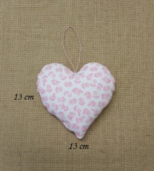 Φουσκωτή Κρεμαστή Καρδιά από Ύφασμα Ροζ Φλοράλ 