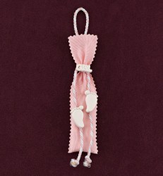 Ροζ Πουγκί Στενό με Διακοσμητικά Ακρυλικά Πατουσάκια για Μπομπονιέρα Βάπτισης