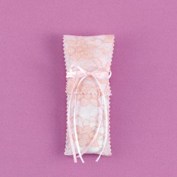 Φάκελος Κάθετος με Δαντέλα σε Χρώμα Πούδρας για Μπομπονιέρα Γάμου