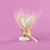 Επιτραπέζιο Διακοσμητικό με Καρδιά και Πλεκτό Λουλουδάκι για Μπομπονιέρα Γάμου