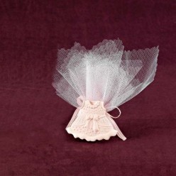 Μπομπονιέρα Βάπτισης Επιτραπέζιο Διακοσμητικό Ροζ Φορεματάκι