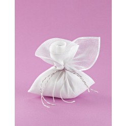 Μπομπονιέρα Γάμου Λουλούδι Γάζα Λευκή με Πέρλα