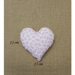 Φουσκωτή Κρεμαστή Καρδιά από Ύφασμα Ροζ Φλοράλ 5119 